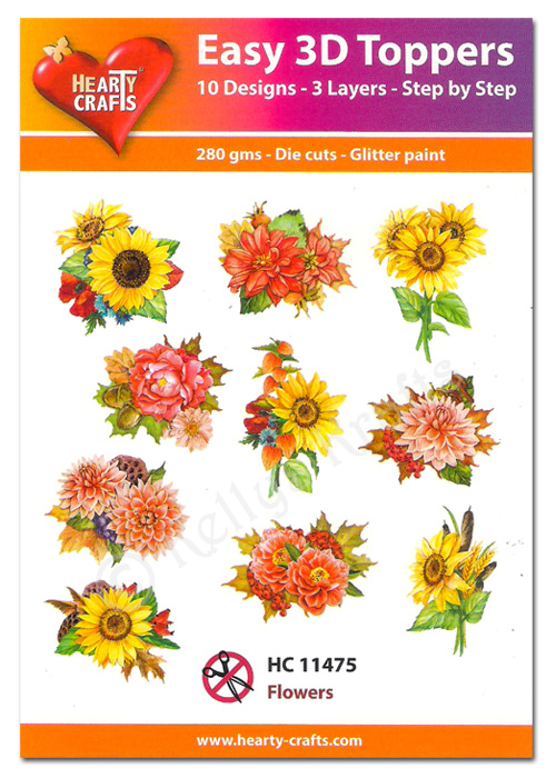 Die Cut Decoupage Topper Set, 10 Designs - Flowers (HC11475)