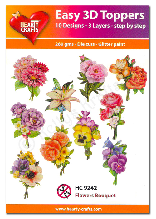 Die Cut Decoupage Topper Set, 10 Designs - Flowers Bouquet (HC9242)