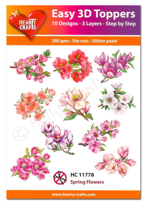 (image for) Die Cut Decoupage Topper Set, 10 Designs - Spring Flowers (HC11778)