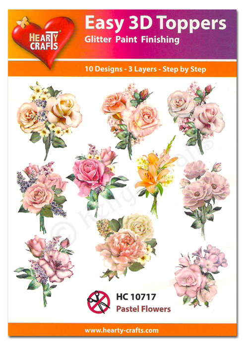 (image for) Die Cut Decoupage Topper Set, 10 Designs - Pastel Flowers (HC10717)
