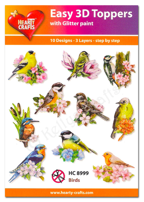 Die Cut Decoupage Topper Set, 10 Designs - Birds (HC8999)
