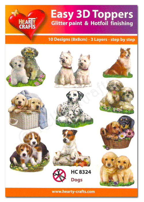 Die Cut Decoupage Topper Set, 10 Designs - Dogs (HC8324)