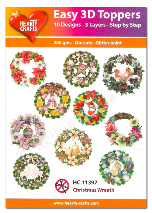 (image for) Die Cut Decoupage Topper Set, 10 Designs - Wreaths (HC11397)