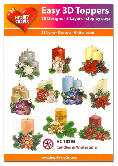 Die Cut Decoupage Topper Set, 10 Designs - Candles in Wintertime (HC10295) - Click Image to Close