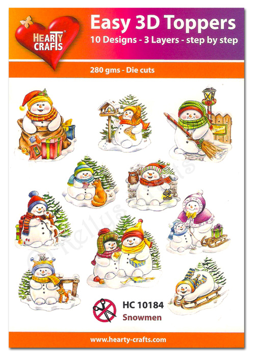 Die Cut Decoupage Topper Set, 10 Designs - Snowmen (HC10184)