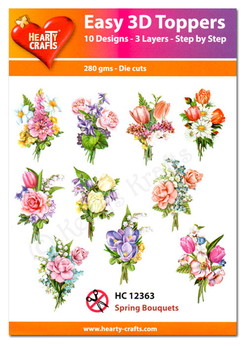 Die Cut Decoupage Topper Set, 10 Designs - Spring Bouquets (HC12363)