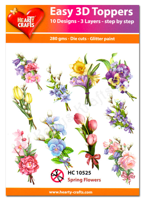 Die Cut Decoupage Topper Set, 10 Designs - Spring Flowers (HC10525)