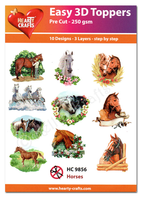(image for) Die Cut Decoupage Topper Set, 10 Designs - Horses (HC9856)