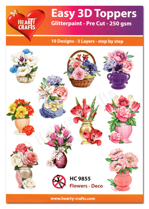 Die Cut Decoupage Topper Set, 10 Designs - Flowers, Deco (HC9855)