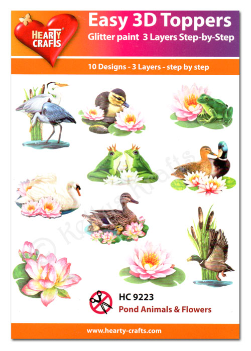 Die Cut Decoupage Topper Set, 10 Designs - Pond Animals/Flowers (HC9223)