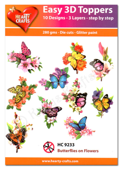 Die Cut Decoupage Topper Set, 10 Designs - Butterflies/Flowers (HC9233)