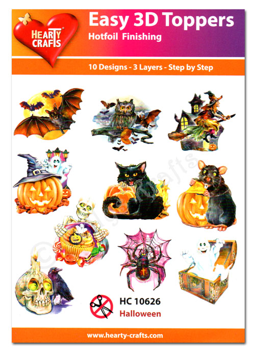 Die Cut Decoupage Topper Set, 10 Designs - Halloween (HC10626)