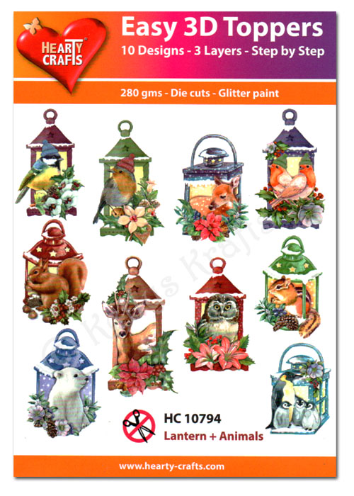 (image for) Die Cut Decoupage Topper Set, 10 Designs - Lanterns/Animals (HC10794)