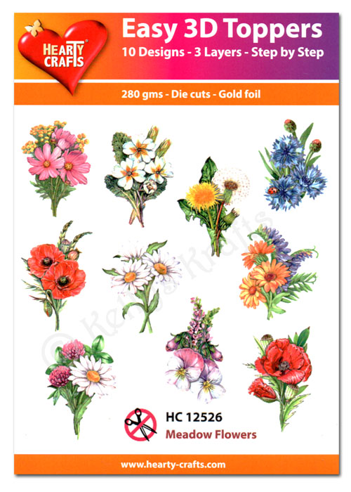 Die Cut Decoupage Topper Set, 10 Designs - Meadow Flowers (HC12526)