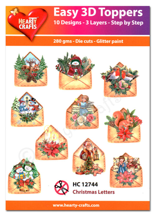 Die Cut Decoupage Topper Set, 10 Designs - Christmas Letters (HC12744)
