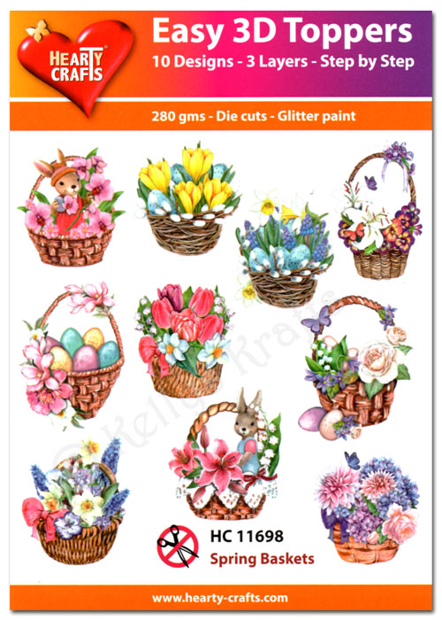 (image for) Die Cut Decoupage Topper Set, 10 Designs - Spring Baskets (HC11698)