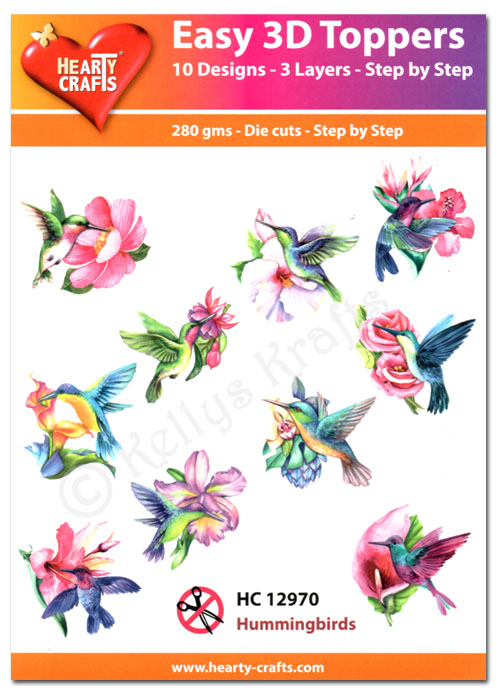 (image for) Die Cut Decoupage Topper Set, 10 Designs - Hummingbirds (HC12970)