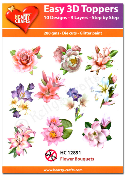 Die Cut Decoupage Topper Set, 10 Designs - Flower Bouquets (HC12891)