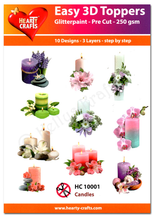 Die Cut Decoupage Topper Set, 10 Designs - Candles (HC10001)