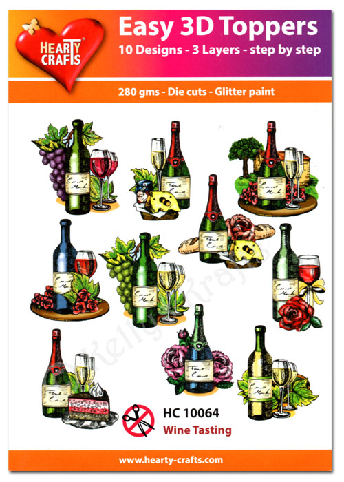 (image for) Die Cut Decoupage Topper Set, 10 Designs - Wine Tasting (HC10064)