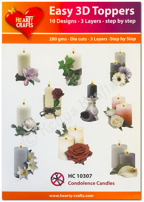 (image for) Die Cut Decoupage Topper Set, 10 Designs - Condolence Candles (HC10307)