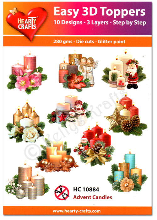 (image for) Die Cut Decoupage Topper Set, 10 Designs - Advent Candles (HC10884)