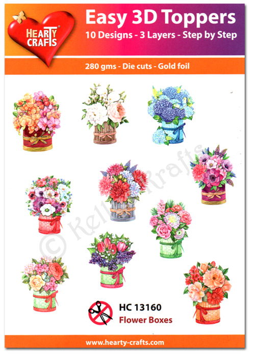 Die Cut Decoupage Topper Set, 10 Designs - Flower Boxes (HC13160)