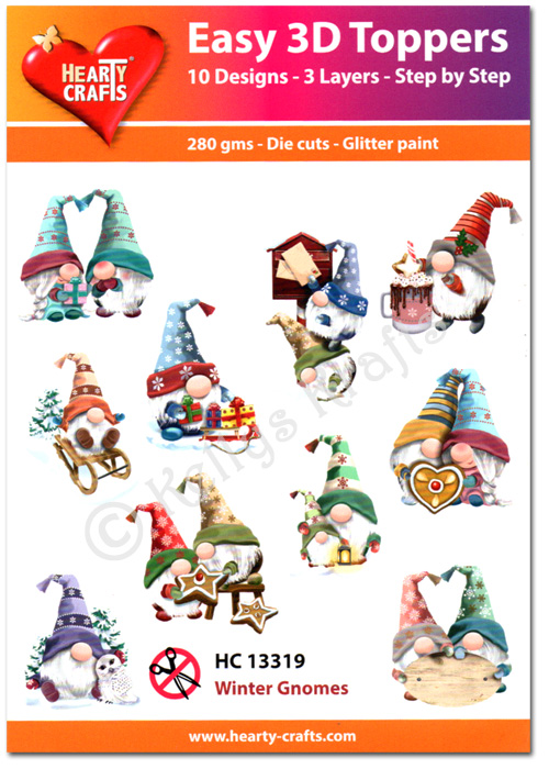 Die Cut Decoupage Topper Set, 10 Designs - Winter Gnomes (HC13319)