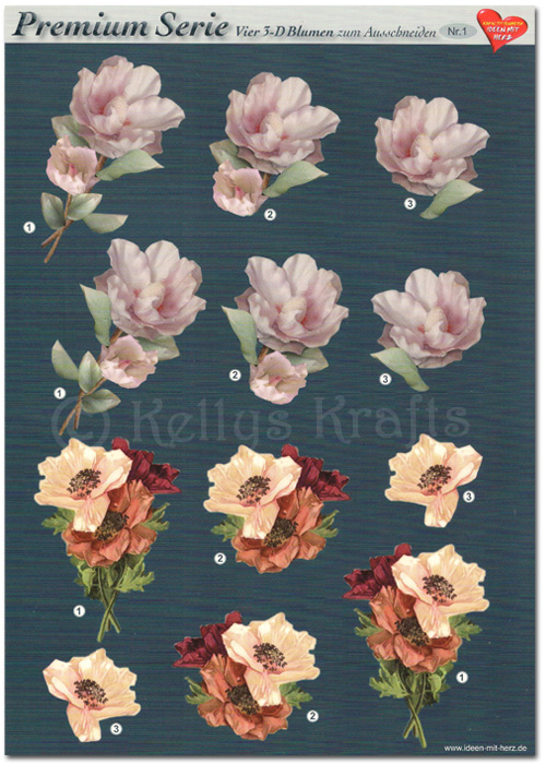 (image for) 3D Decoupage A4 Sheet - Floral/Flowers