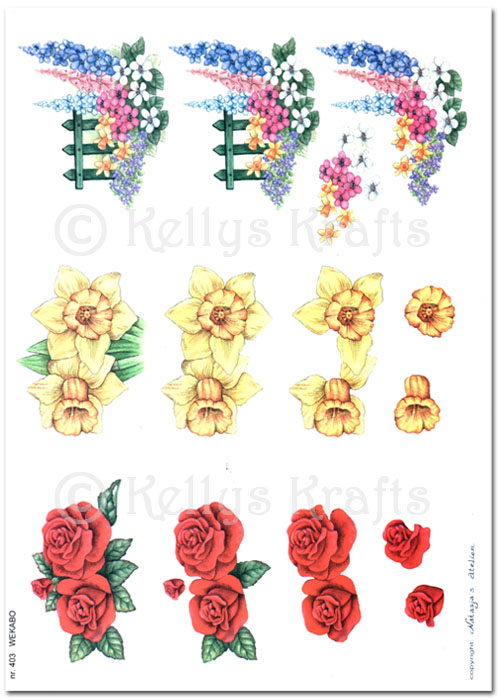 (image for) 3D Decoupage A4 Sheet - Flowers/Floral (WEKABO403)
