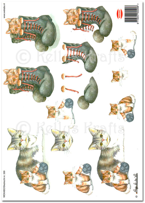 3D Decoupage A4 Sheet - Cats/Kittens (WEKABO599)