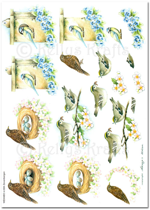 (image for) 3D Decoupage A4 Sheet - Birds (WEKABO684)