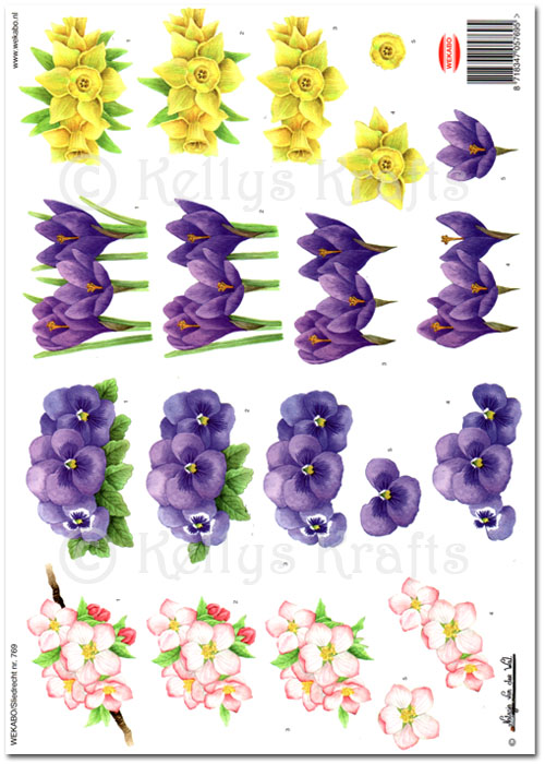 3D Decoupage A4 Sheet - Flowers/Floral (WEKABO769)