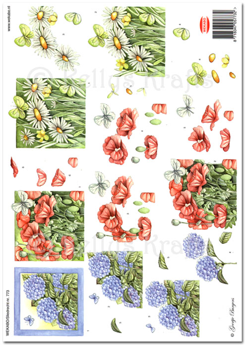 3D Decoupage A4 Sheet - Flowers/Floral (WEKABO773)