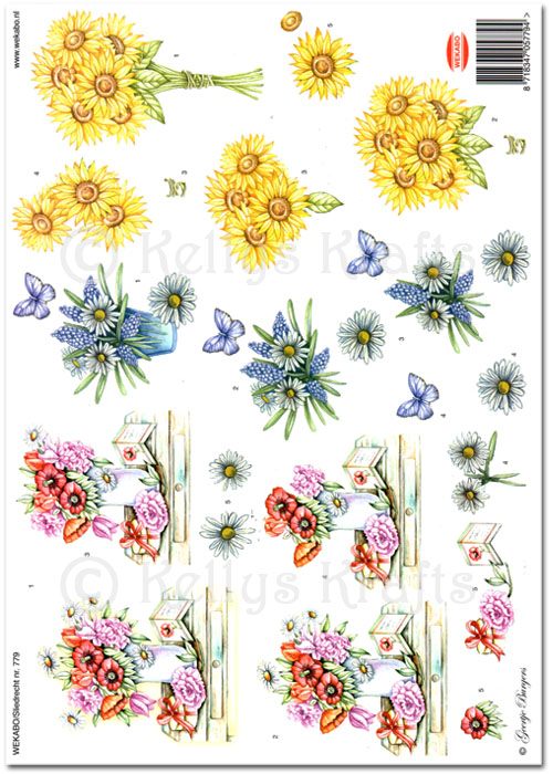 3D Decoupage A4 Sheet - Flowers/Floral (WEKABO779)