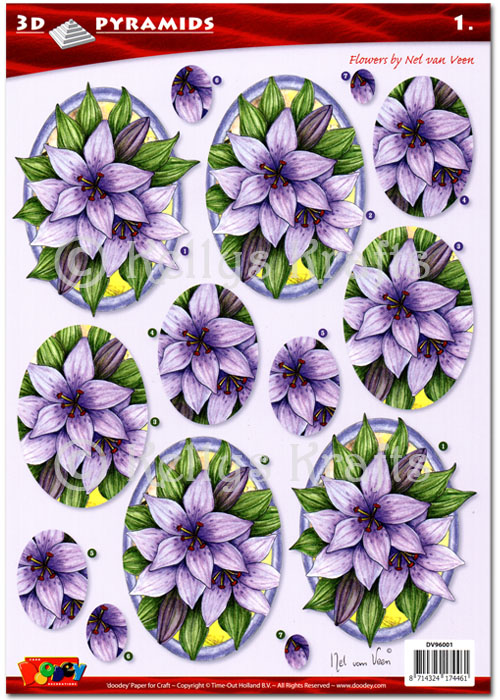 3D Pyramid Decoupage A4 Sheet - Floral/Flowers (DV96001)