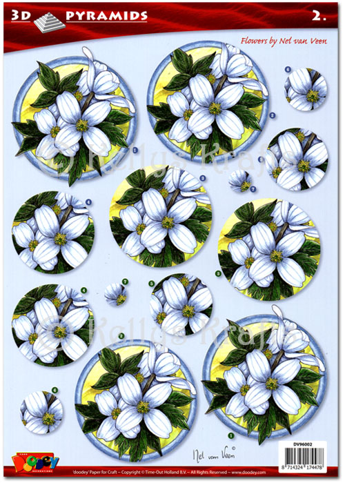 3D Pyramid Decoupage A4 Sheet - Floral/Flowers (DV96002)