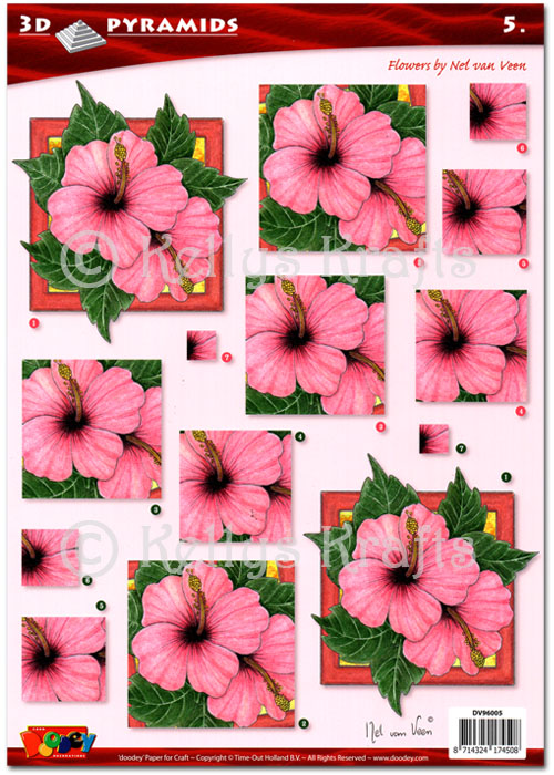 3D Pyramid Decoupage A4 Sheet - Floral/Flowers (DV96005)
