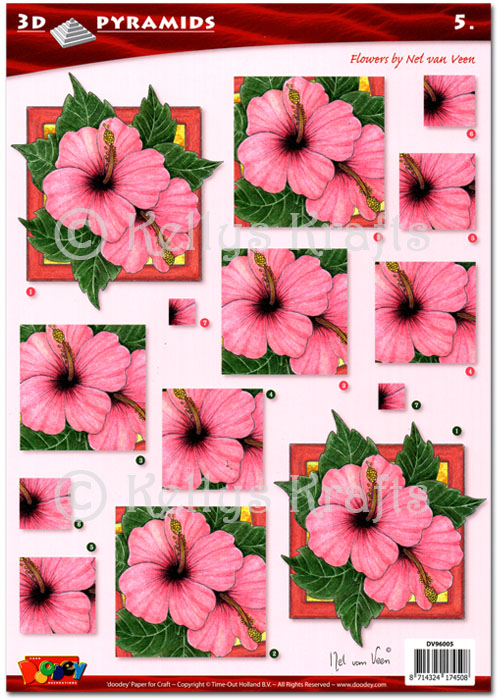 (image for) 3D Pyramid Decoupage A4 Sheet - Floral/Flowers (DV96005)