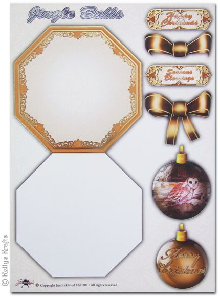 Concept Decoupage Card - Jingle Balls, Gold/Dark Orange