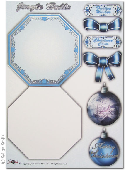 Concept Decoupage Card - Jingle Balls, Blue