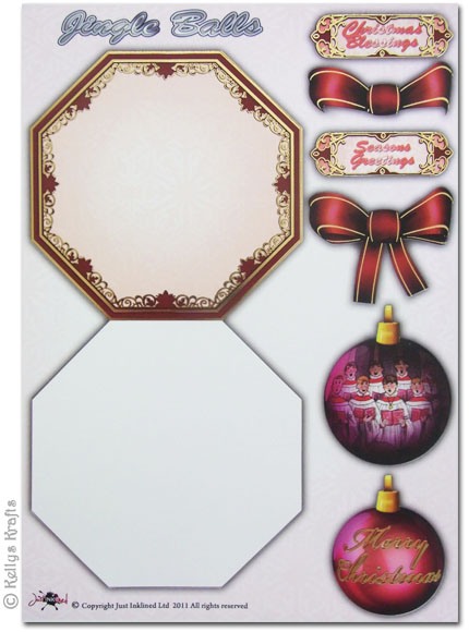 Concept Decoupage Card - Jingle Balls, Burgundy