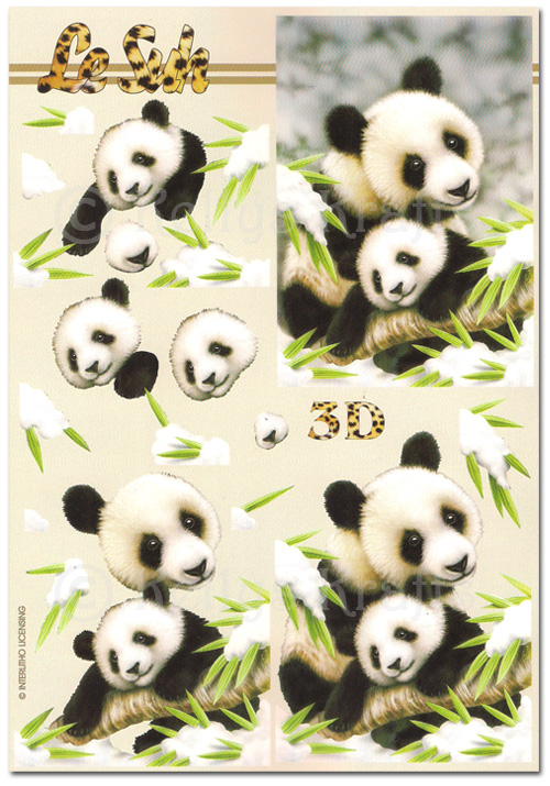 (image for) 3D Decoupage A5 Sheet - Panda Bears (345614-04)
