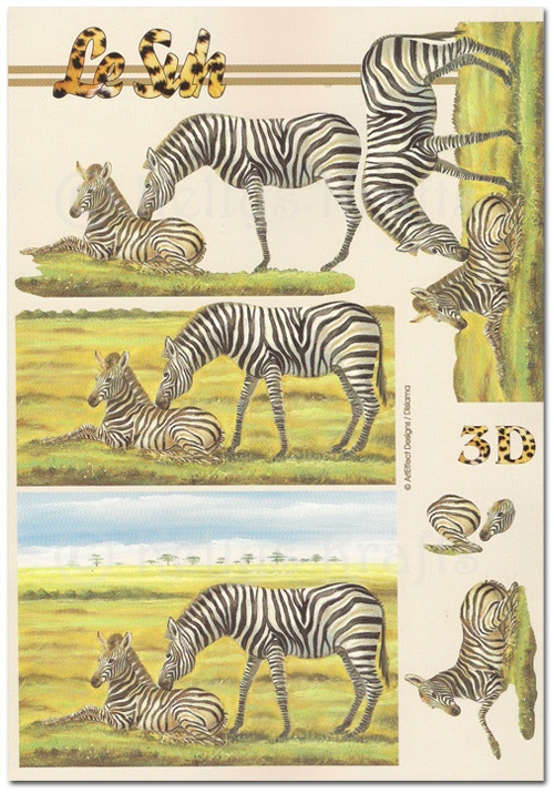 (image for) 3D Decoupage A5 Sheet - Zebras (345614-06)