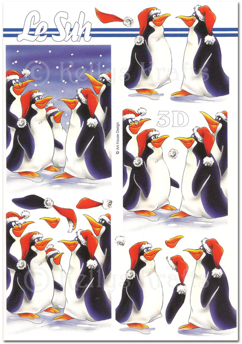 3D Decoupage A5 Sheet - Christmas Penguins (345664-03)