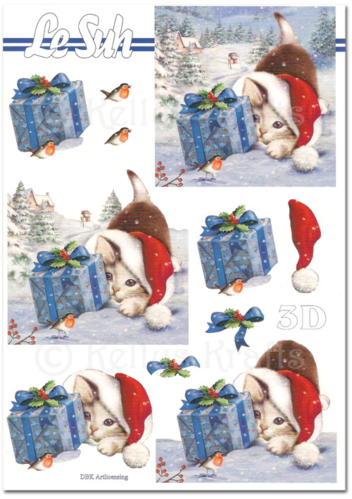 (image for) 3D Decoupage A5 Sheet - Christmas Cat (345664-06)
