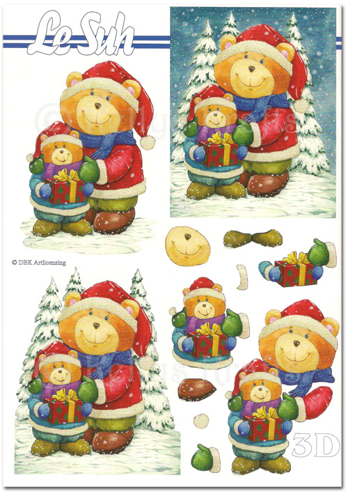 (image for) 3D Decoupage A5 Sheet - Christmas Teddy Bears (345664-10)