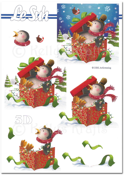 3D Decoupage A5 Sheet - Christmas Penguin (345664-11)