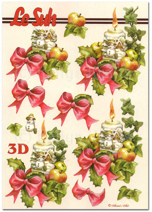 3D Decoupage A5 Sheet - Christmas Candle Decoration (345649-09) - Click Image to Close