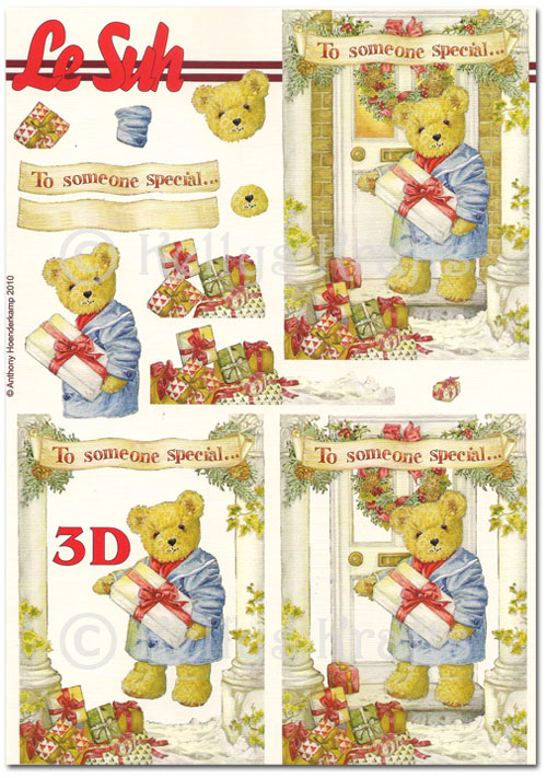 3D Decoupage A5 Sheet - Christmas Teddy Bear (345653-09)